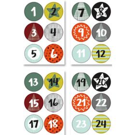 Rund Sticker Set Adventskalender Zahlen, 72 Stk.-image